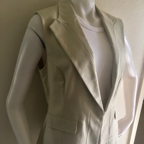 FRENCH CONNECTION Cotton Beige Lapel Vest Sz 12 - Picture 2 of 8